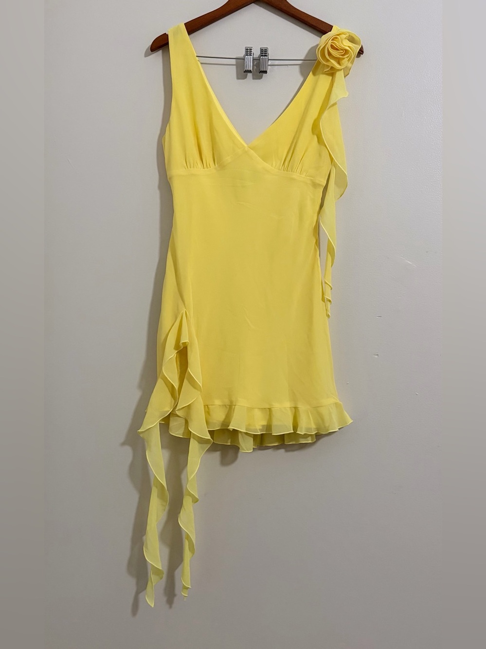 White Fox Boutique Yellow Ruffle Mini Dress - Picture 2 of 14